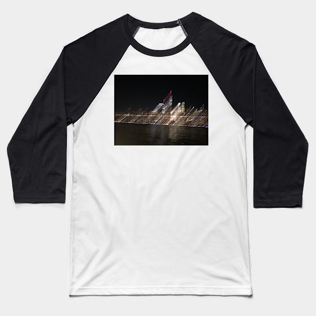 Psychedelic New York City Skyline Lights Baseball T-Shirt by hannahehansen